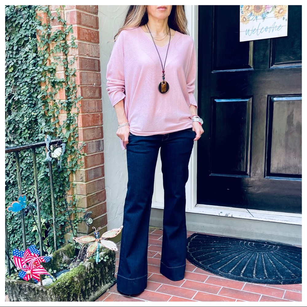 Made in Italy Rose V Neck Relax fit sweater - Picture 5 of 5